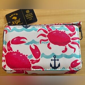 N.Gil Crab and Anchor Print Clutch/Crossbody/Wallet NWT